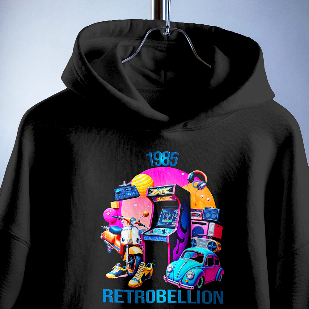 1985 Miami Style Hoodie (Retro Arcade Edition) Black
