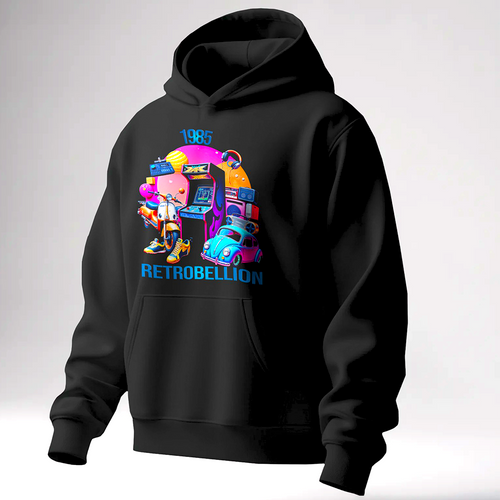 1985 Miami Style Hoodie (Retro Arcade Edition) Black