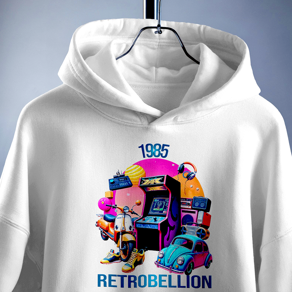 1985 Miami Style Hoodie (Retro Arcade Edition) Black
