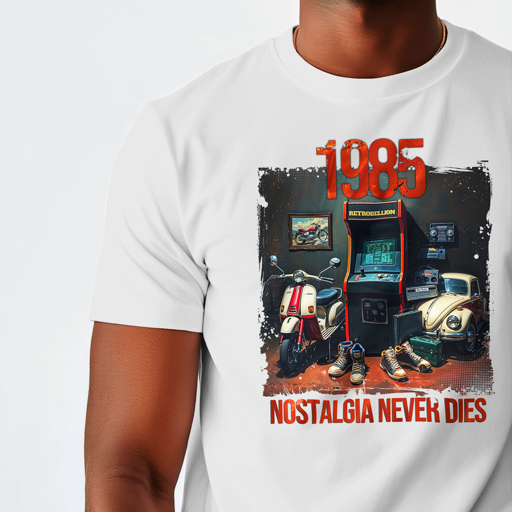 1985 Nostalgia Never Dies Tee (Retro Arcade Edition)