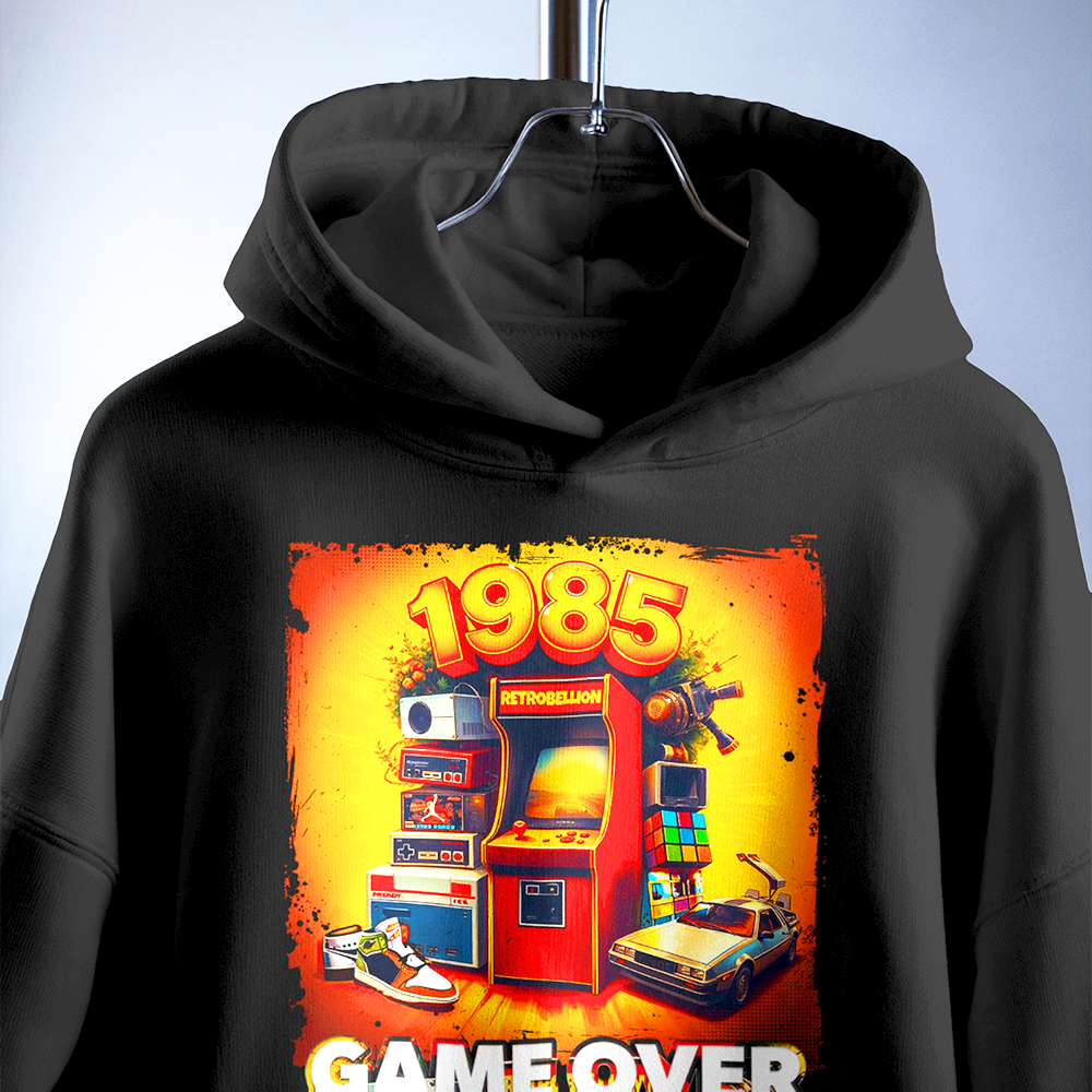 1985 Game Over Hoodie (Retro Arcade Edition)